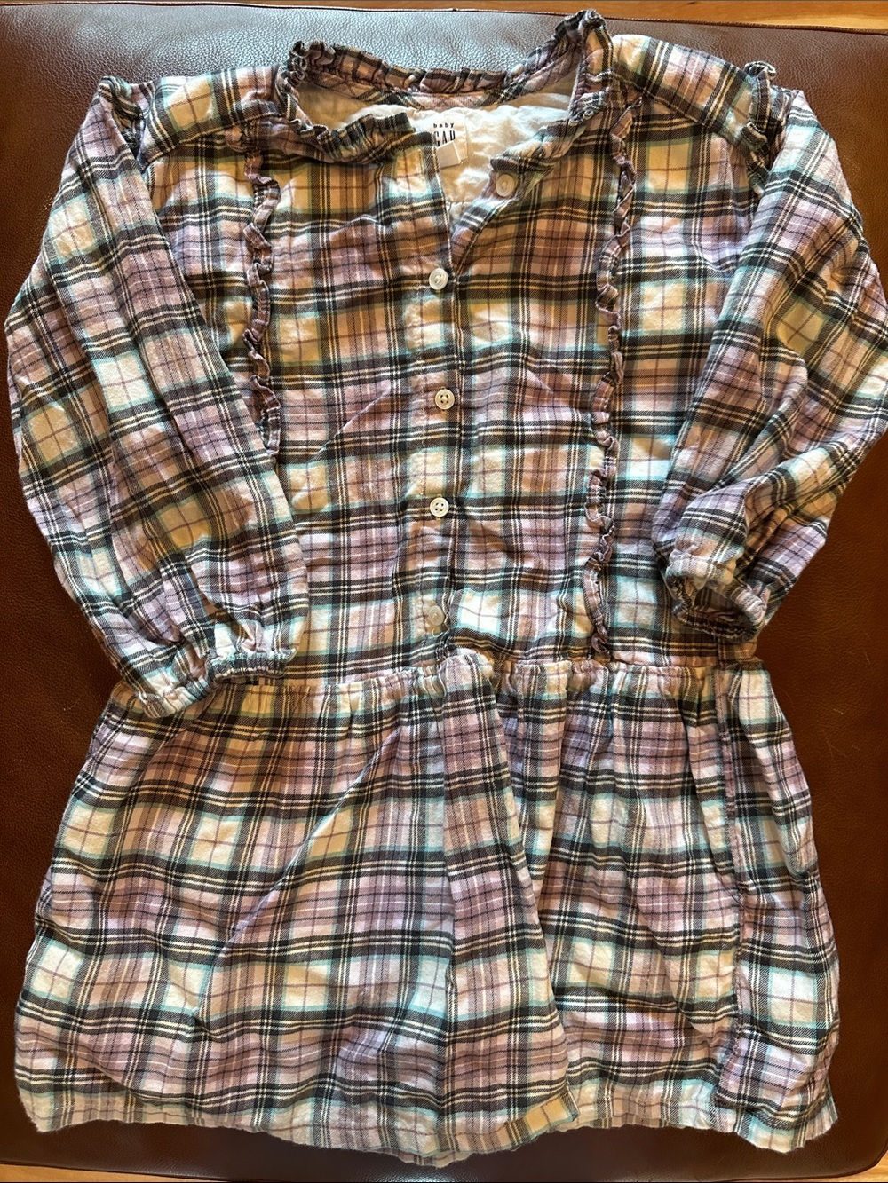 GAP Girls Plaid Button-Front Dress in Lavender, Teal & Cream